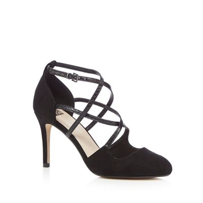 The Collection Black strappy court shoes